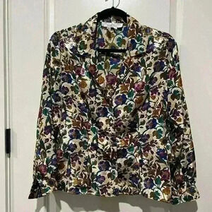 VINTAGE IRIDESCENT BUTTON-UP  BLAZER  JACKET BY LAURA & JAYNE PETITE SIZE 10